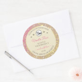 Rosa Gold-Sparkle-Glitzer-Creme-Logo Runder Aufkleber (Umschlag)