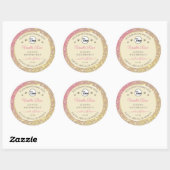 Rosa Gold-Sparkle-Glitzer-Creme-Logo Runder Aufkleber (Blatt)