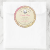 Rosa Gold-Sparkle-Glitzer-Creme-Logo Runder Aufkleber (Tasche)