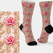 Rosa-Gold-Spitzen-Filigree-Rose Socken
