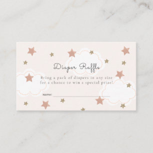 Rosa Gold Stars & Clouds - Windeln - Raffelschein Begleitkarte