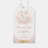 Rosa & Gold Swan Prinzessin mit Balloon zum Geburt Geschenkanhänger (Vorderseite)