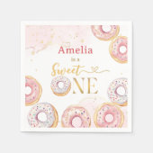 Rosa Gold Sweet One Donut Birthday Paper Napkin Serviette (Vorderseite)
