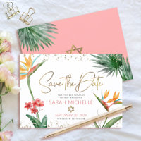 Rosa Gold Tropical Bat Mitzvah Floral Palm Moderne