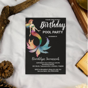 Rosa Gold Türkis Meerjungfrau Schwanz Poolparty Postkarte