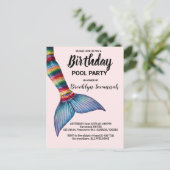 Rosa Gold Türkis Mermaid Schwanz Pool Party Postkarte (Stehend Vorderseite)