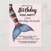 Rosa Gold Türkis Mermaid Schwanz Pool Party Postkarte (Vorderseite)