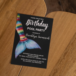 Rosa Gold Türkis Mermaid Schwanz Pool Party Postkarte