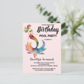 Rosa Gold Türkis Mermaid Schwanz Pool Party Postkarte (Stehend Vorderseite)