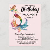 Rosa Gold Türkis Mermaid Schwanz Pool Party Postkarte (Vorderseite)