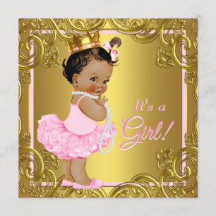 Rosa Gold Tutu Ethnische Prinzessin Baby Shower Einladung