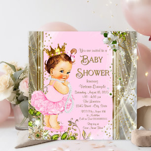 Rosa Gold Tutu Prinzessin Baby Shower Einladung