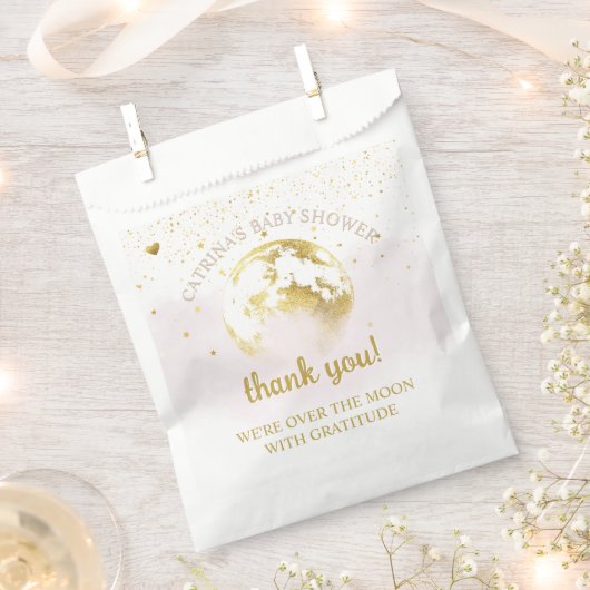 Rosa Gold über dem Mond und Stars Babydusche Geschenktütchen (Ausgeschnitten)