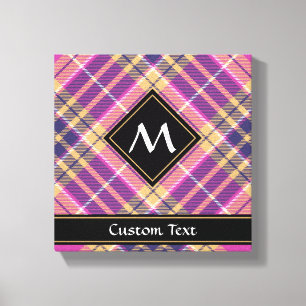 Rosa, Gold und Blau Tartan Leinwanddruck