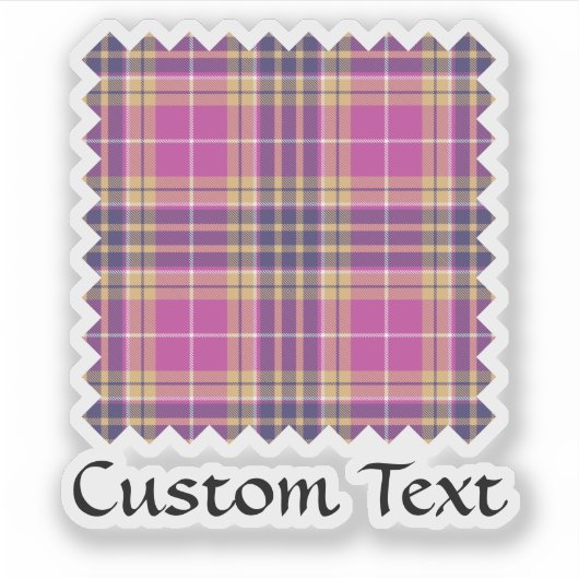 Rosa, Gold und Blauer Tartan Aufkleber (Vorderseite)