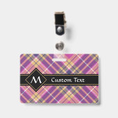 Rosa, Gold und Blauer Tartan Ausweis (Vorderseite mit Clip)