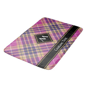 Rosa, Gold und Blauer Tartan Badematte