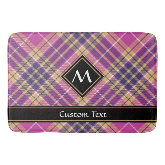 Rosa, Gold und Blauer Tartan Badematte (Vorderseite)