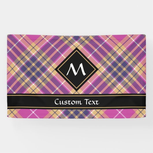 Rosa, Gold und Blauer Tartan Banner (Horizontal)