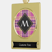 Rosa, Gold und Blauer Tartan Banner-Ornament Gold (Links)