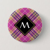 Rosa, Gold und Blauer Tartan Button (Vorderseite)