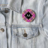 Rosa, Gold und Blauer Tartan Button (Beispiel)