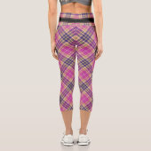 Rosa, Gold und Blauer Tartan Capri Leggings (Rückseite)