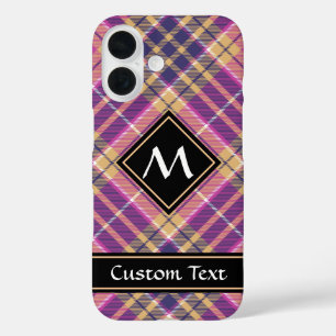 Rosa, Gold und Blauer Tartan iPhone 16 Hülle