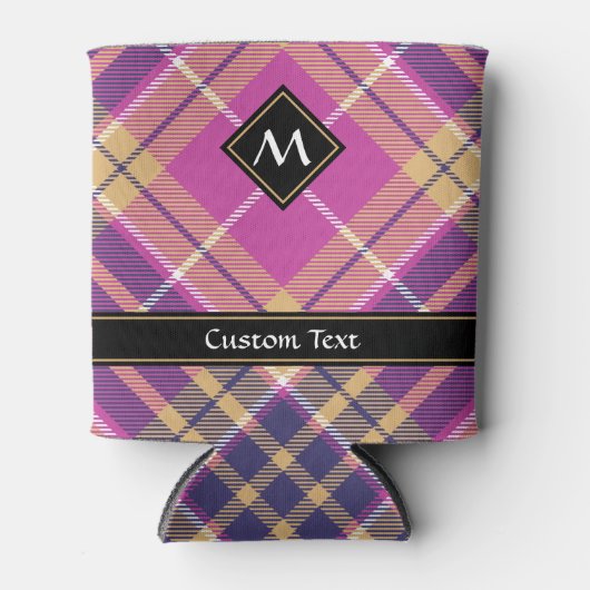Rosa, Gold und Blauer Tartan Dosenkühler (Vorderseite)