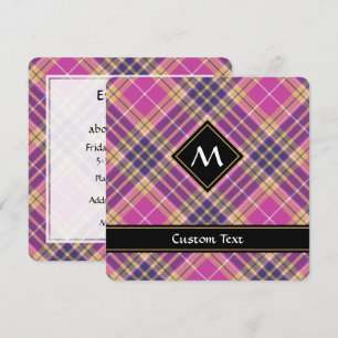 Rosa, Gold und Blauer Tartan Einladung