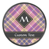 Rosa, Gold und Blauer Tartan Eishockey Puck (Vorderseite)