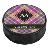 Rosa, Gold und Blauer Tartan Eishockey Puck (3/4)
