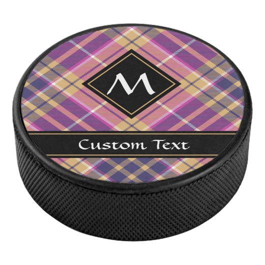 Rosa, Gold und Blauer Tartan Eishockey Puck (3/4)