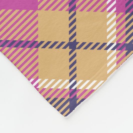 Rosa, Gold und Blauer Tartan Fleecedecke (Ecke)