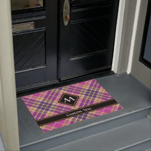 Rosa, Gold und Blauer Tartan Fußmatte