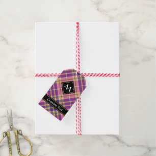 Rosa, Gold und Blauer Tartan Geschenkanhänger