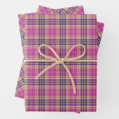 Rosa, Gold und Blauer Tartan Geschenkpapier Set (Beispiel)