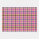 Rosa, Gold und Blauer Tartan Geschenkpapier Set (Vorderseite)