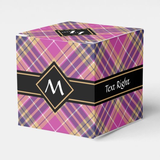Rosa, Gold und Blauer Tartan Geschenkschachtel (Vorderseite)