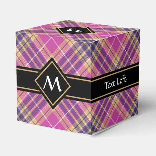 Rosa, Gold und Blauer Tartan Geschenkschachtel (Rückseite)