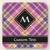 Rosa, Gold und Blauer Tartan Getränkeuntersetzer (Vorderseite)