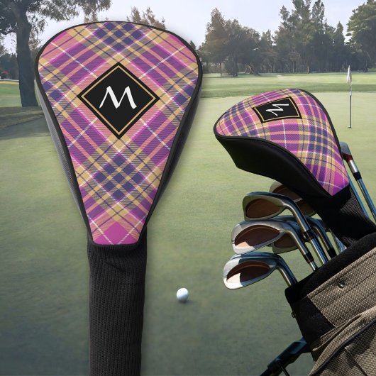 Rosa, Gold und Blauer Tartan Golf Headcover