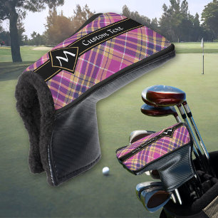 Rosa, Gold und Blauer Tartan Golf Headcover