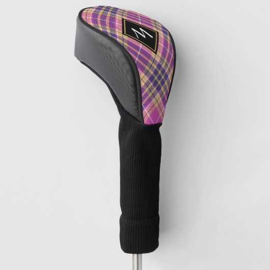 Rosa, Gold und Blauer Tartan Golf Headcover (angewinkelt)