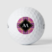 Rosa, Gold und Blauer Tartan Golfball (Vorderseite)