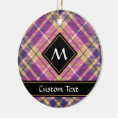 Rosa, Gold und Blauer Tartan Keramik Ornament (Links)