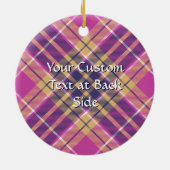 Rosa, Gold und Blauer Tartan Keramik Ornament (Hinten)