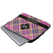 Rosa, Gold und Blauer Tartan Laptopschutzhülle (Vorne Knopf)