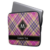 Rosa, Gold und Blauer Tartan Laptopschutzhülle (Vorderseite Links)