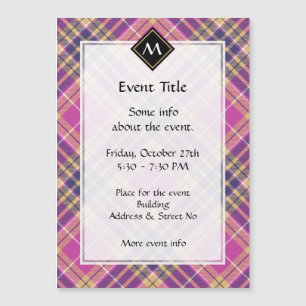 Rosa, Gold und Blauer Tartan Magnetkarte